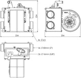 5kw Midi Heater with Side Outlets 4 x 50mm 12v